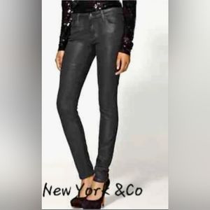 New York & Co SKINNY Waxed Jean Faux leather look Jean black